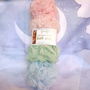 Jessica Simpson 4-Pack Exfoliating Bath Poufs – Soft Mesh Shower Loofahs – NEW